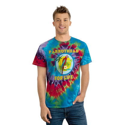 Adult Unisex Parrothead For Life Rainbow Tie Dye Graphic Tee