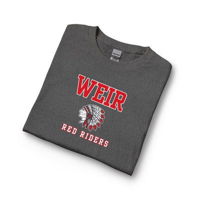 Adult Unisex Weir Red Riders Classic Mascot Graphic Long Sleeve Gildan Tee