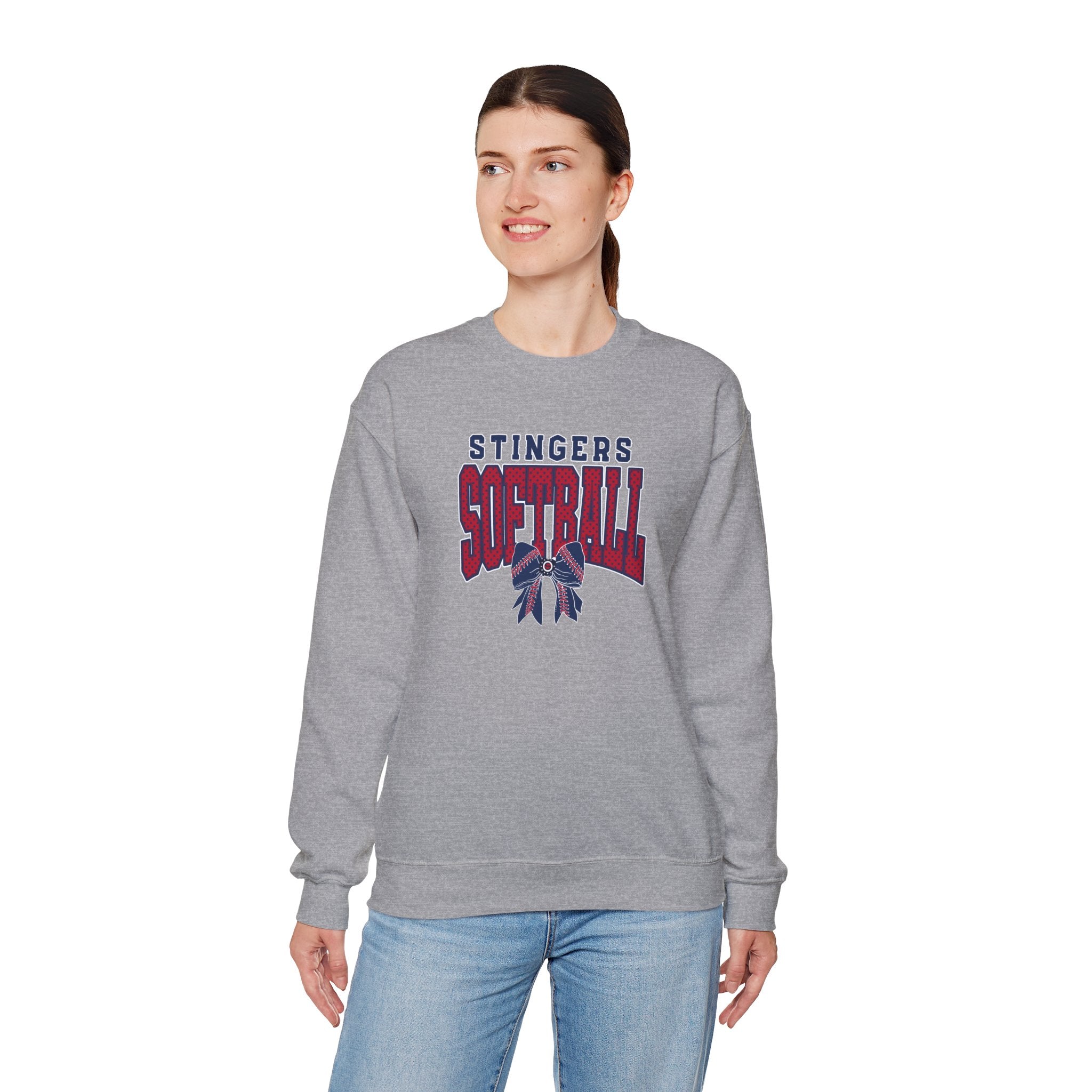 Adult Unisex Stingers Softball Stitched Bow Graphic Sweatshirt