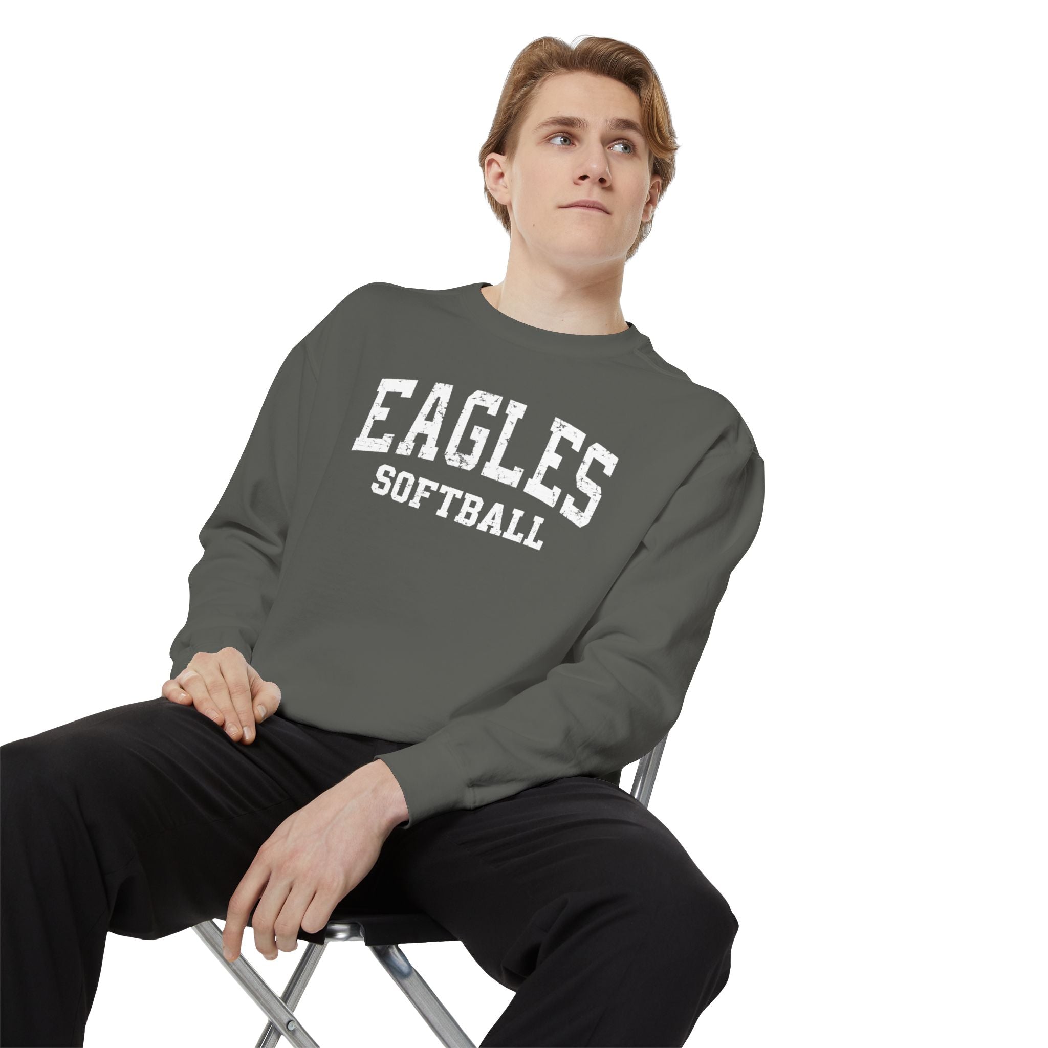 Adult Unisex New Albany Eagles Softball Vintage Distressed Graphic Crewneck Fleece Sweatshirt
