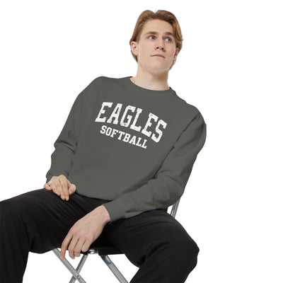 Adult Unisex New Albany Eagles Softball Vintage Distressed Graphic Crewneck Fleece Sweatshirt