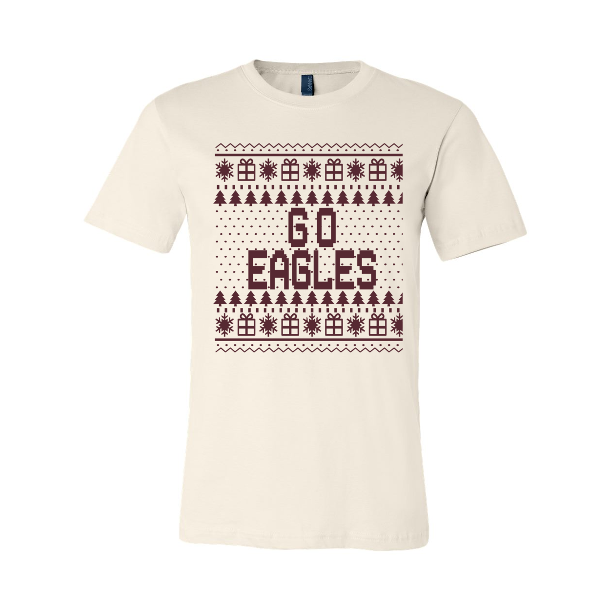 Adult Unisex Go Eagles Fairisle Holiday Graphic Short Sleeve Soft Tee