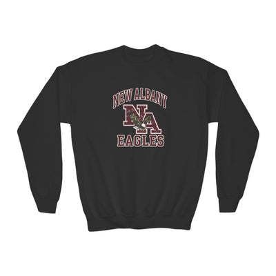 Youth New Albany Vintage Vibes Football Logo Graphic Gildan Heavy Blend Sweatshirt
