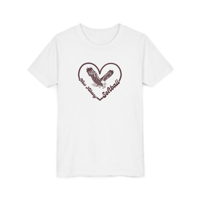 Youth Eagles Softball Heart Graphic Short Sleeve Soft Tee