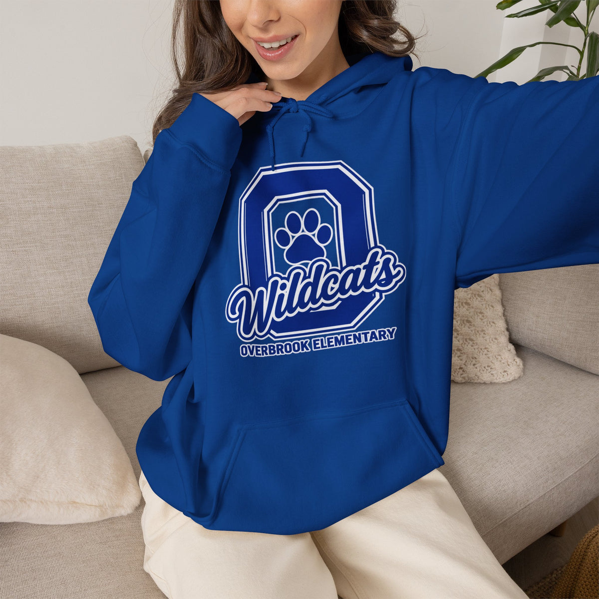 Adult Unisex Overbrook Elementary Wildcats Block Letter Graphic Hoodie
