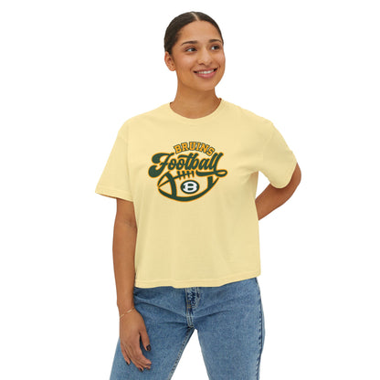 Women's Bruin Script Football Graphic Boxy Crop Short Sleeve Tee