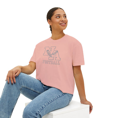 Women's New Albany Tonal Football Logo Graphic Boxy Crop Short Sleeve Tee