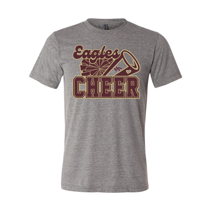 Adult Unisex Super Soft Megaphone Cheer Short Sleeve Graphic Tee - New Albany Eagles