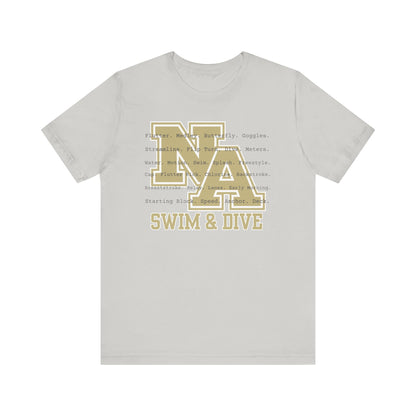 Adult Unisex Swim & Dive Logo Words Soft Short Sleeve Graphic Tee