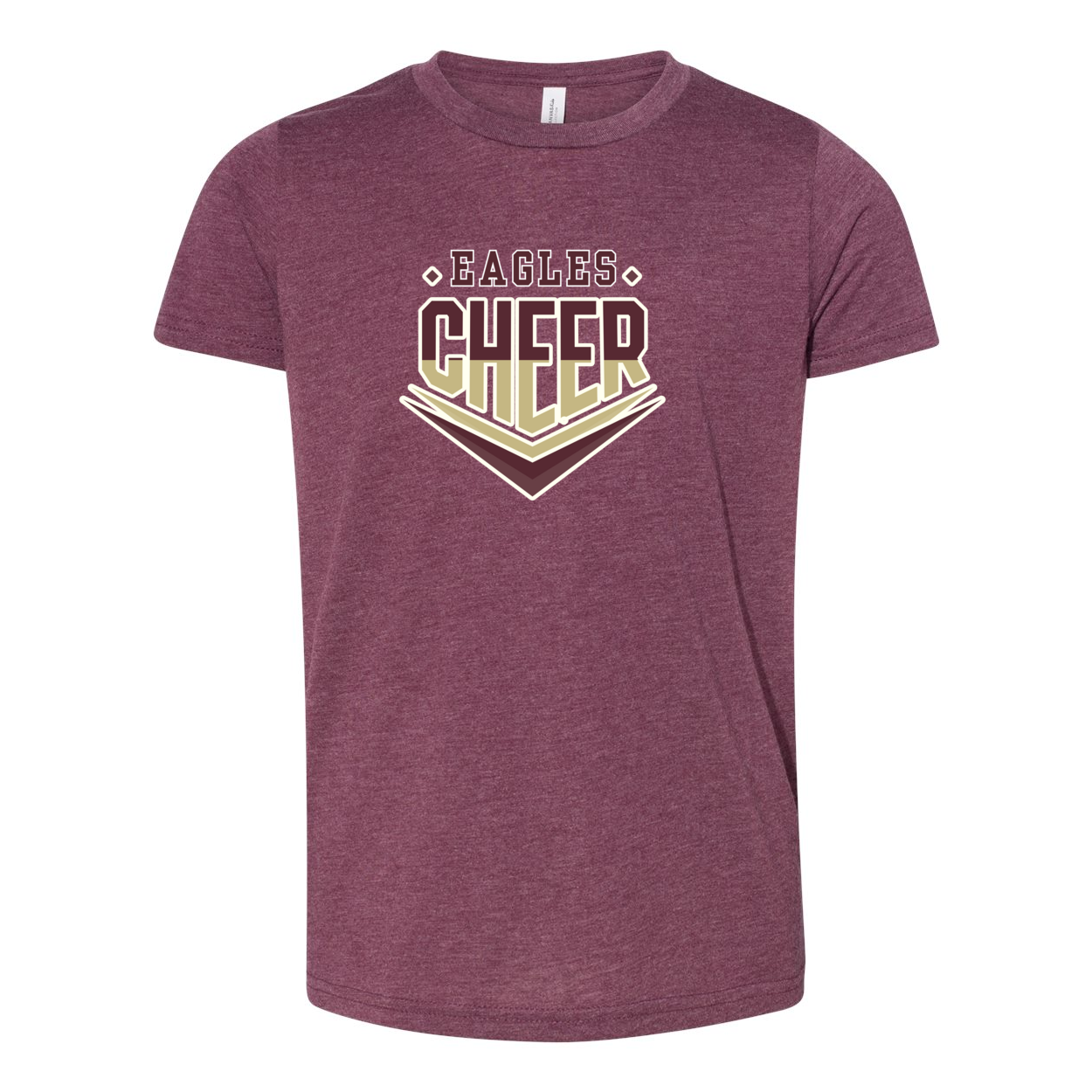 Youth Super Soft Eagles Maroon & Gold Cheer Short Sleeve Graphic Tee - New Albany Eagles