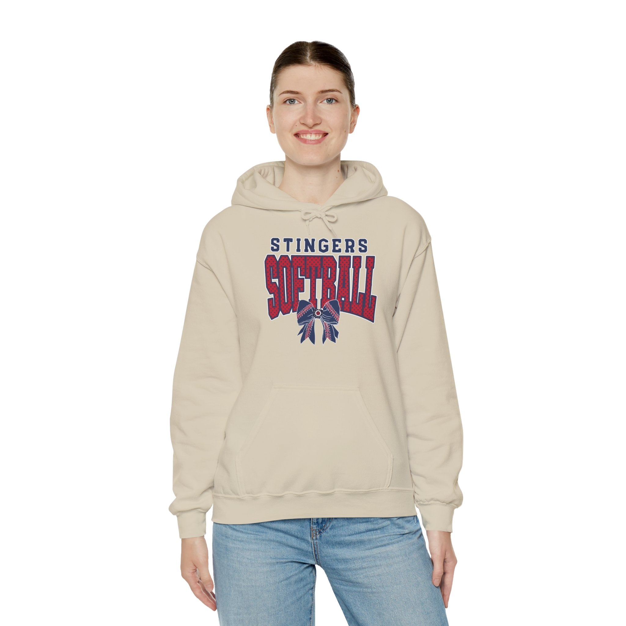 Adult Unisex Stingers Softball Stitched Bow Graphic Hoodie