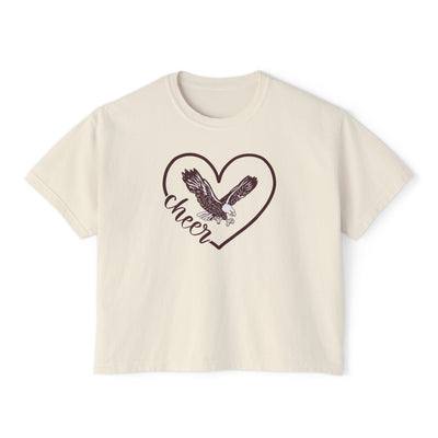 Women's Eagles Cheer Love Boxy Crop Short Sleeve Graphic Tee - New Albany Eagles