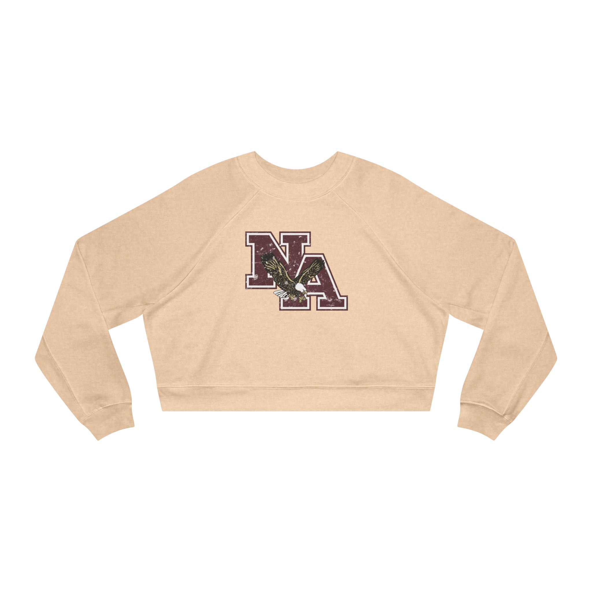 Women's Vintage Distressed Maroon Logo Cropped Fleece Sweatshirt
