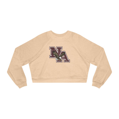 Women's Vintage Distressed Maroon Logo Cropped Fleece Sweatshirt