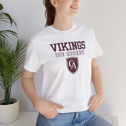 Adult Unisex Columbus Academy Vikings Ice Hockey Graphic Short Sleeve Bella + Canvas Soft Tee