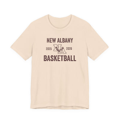Adult Unisex Vintage Distressed New Albany Basketball Graphic Short Sleeve Soft Tee