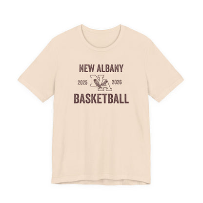 Adult Unisex Vintage Distressed New Albany Basketball Graphic Short Sleeve Soft Tee