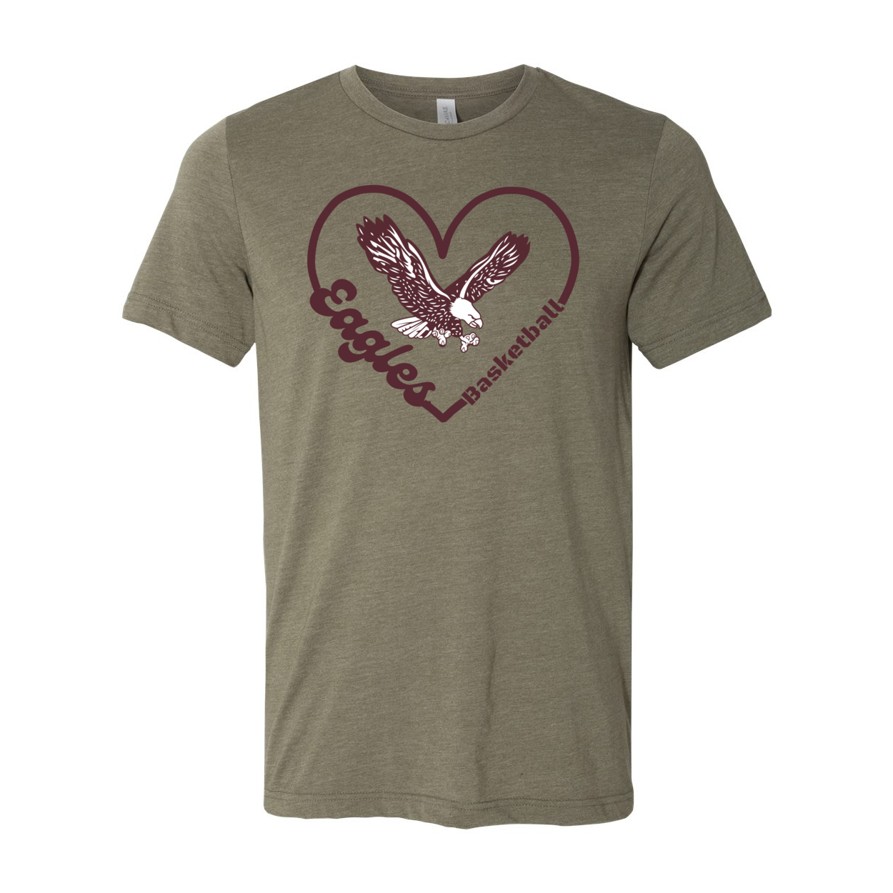 Adult Unisex Super Soft Eagles Basketball Heart Short Sleeve Graphic Tee