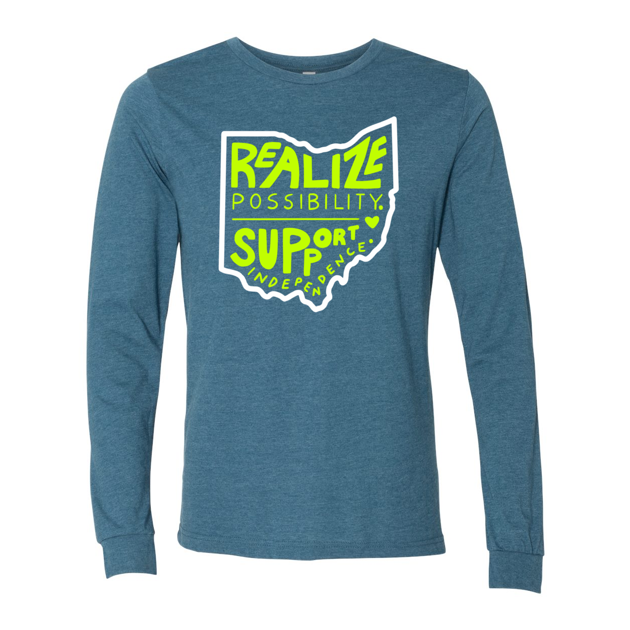 Adult Unisex "Realize Possibility Support Independence" Bridgeway Graphic Long Sleeve