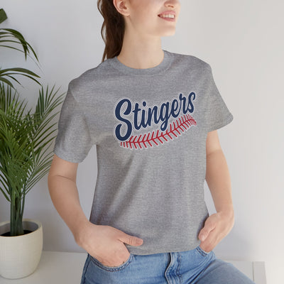 Adult Unisex Stingers Softball Stitches Graphic Short Sleeve Bella + Canvas Soft Tee