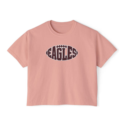Women's New Albany Football Eagle Ball Graphic  Boxy Crop Short Sleeve Tee