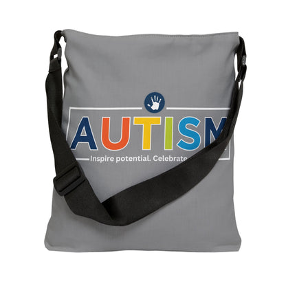 "Autism Inspire Potential Celebrate Ability" Bridgeway Graphic Adjustable Tote Bag