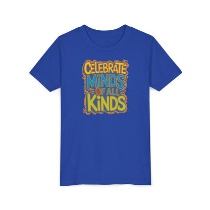 Youth Celebrate Minds Bubble Font Graphic Short Sleeve Soft Tee - Bridgeway Academy