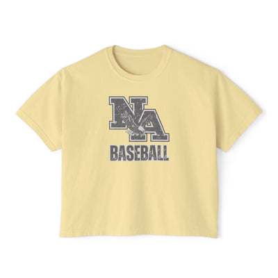 Women's Vintage Faded Logo Baseball Boxy Crop Short Sleeve Tee