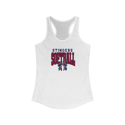 Women's Stingers Softball Stitched Bow Graphic Next Level Racerback Tank