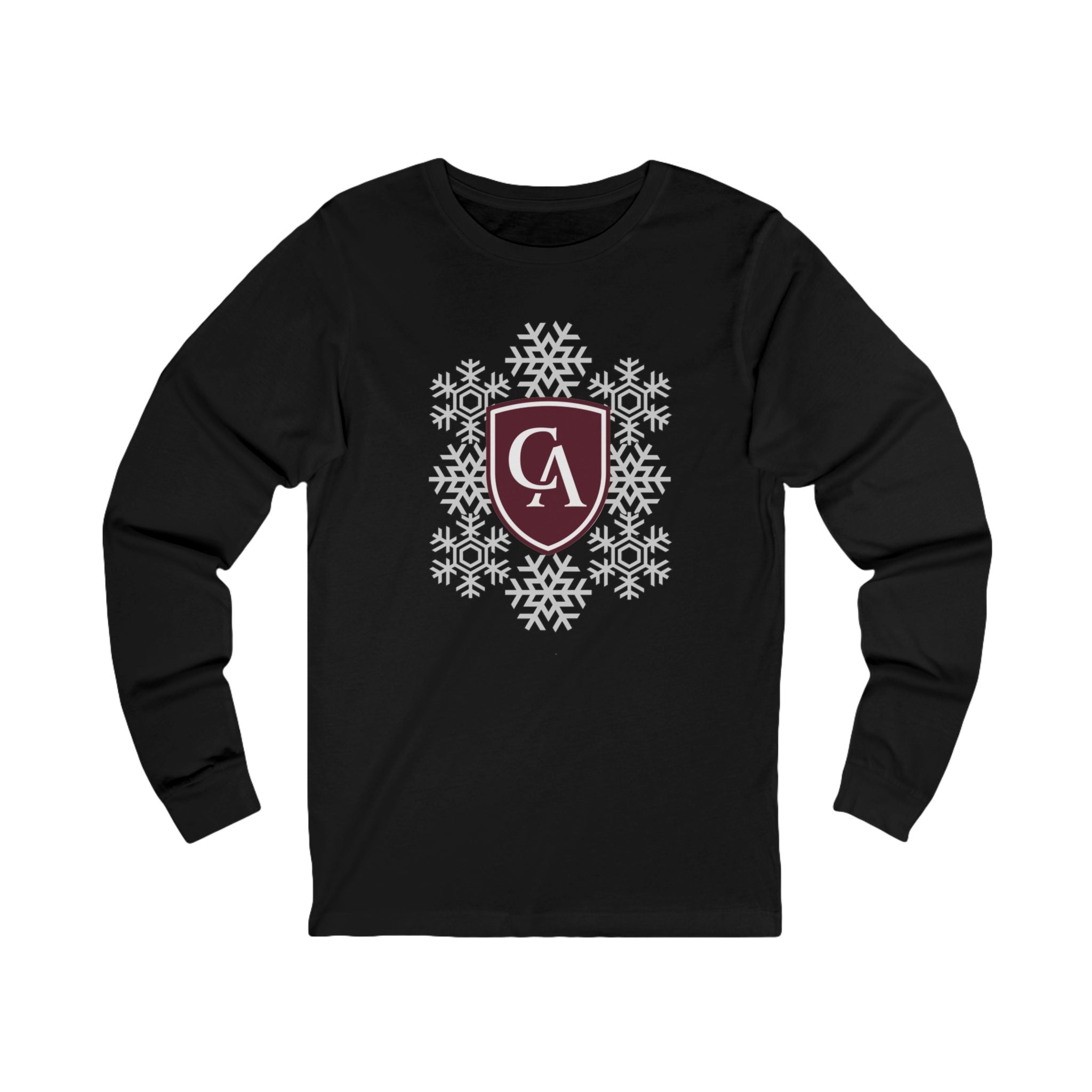 Adult Unisex Columbus Academy Spirited Snowflake Graphic Long Sleeve Soft Tee