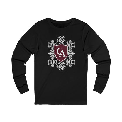 Adult Unisex Columbus Academy Spirited Snowflake Graphic Long Sleeve Soft Tee