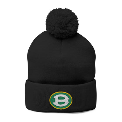 Pom Pom Knit Hat with Embroidered Classic Brooke Logo