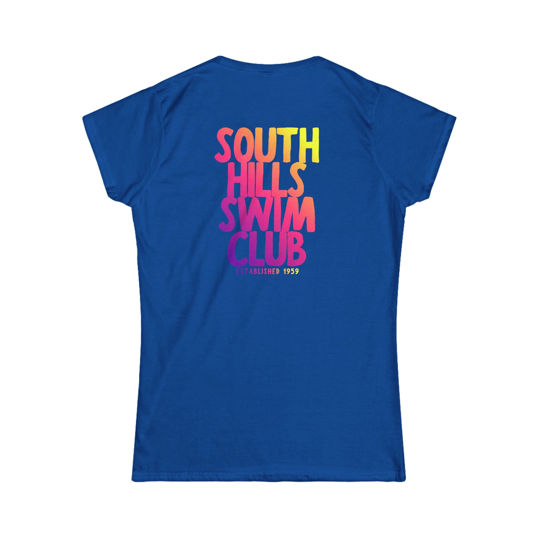 Women's South Hills Swim Club SHSC Ombre Graphic Short Sleeve Gildan Softstyle Tee