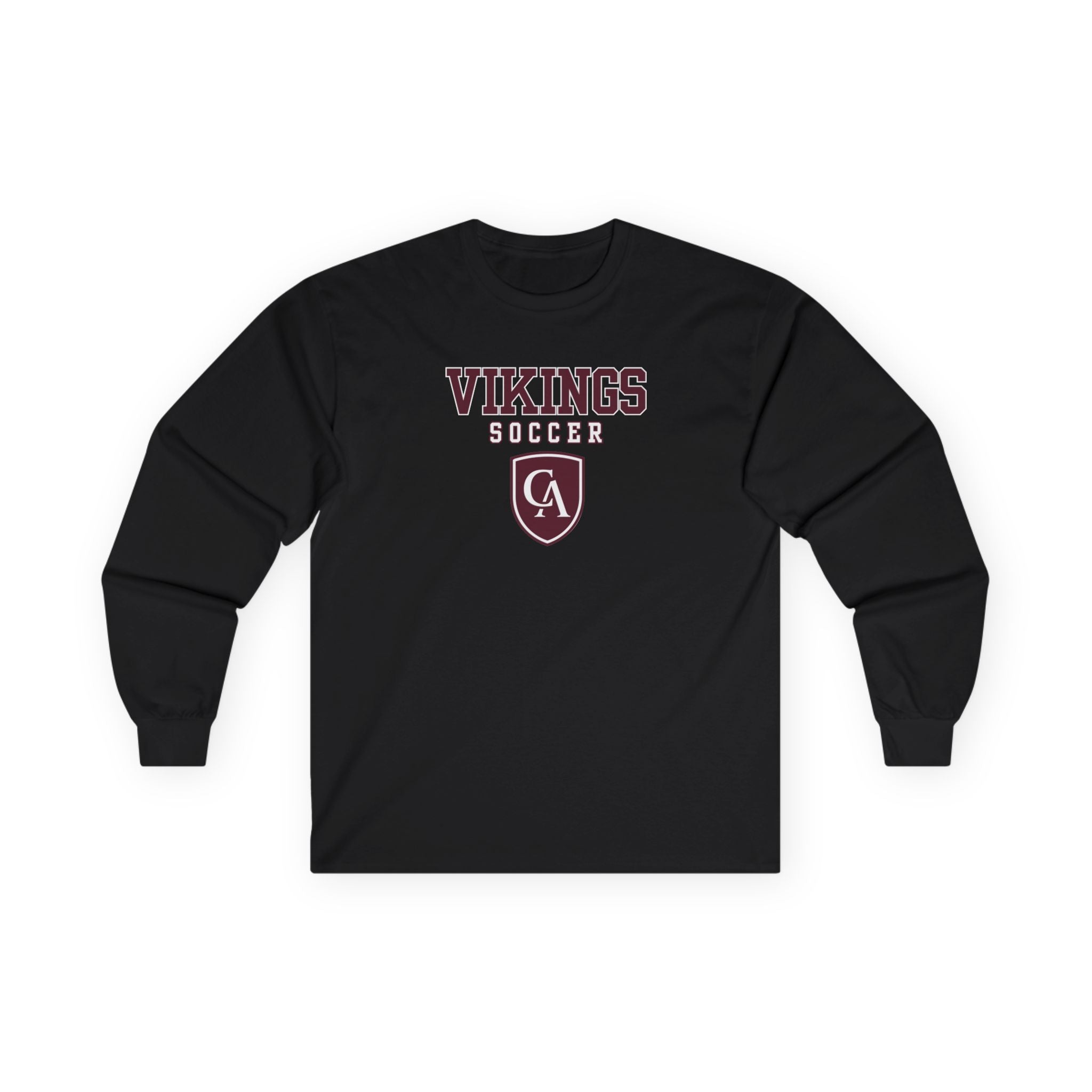 Adult Unisex Columbus Academy Vikings Soccer Graphic Gildan Long Sleeve Tee