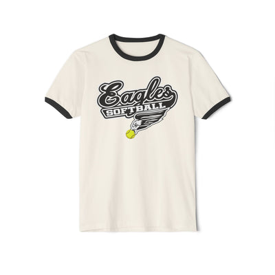 Adult Unisex Sporty Script Softball Eagles Graphic Short Sleeve Ringer Tee