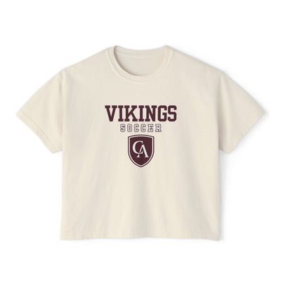Women's Columbus Academy Vikings Soccer Graphic Boxy Crop Short Sleeve Tee