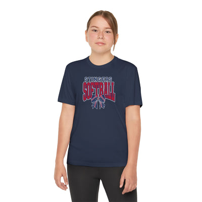 Youth Stingers Softball Stitched Bow Graphic Sport-Tek Competitor Performance Tee