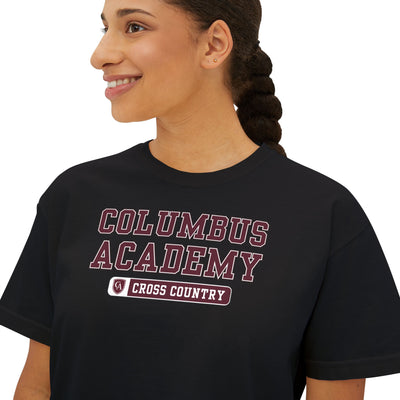 Women's Columbus Academy Cross Country Graphic Boxy Crop Short Sleeve Tee