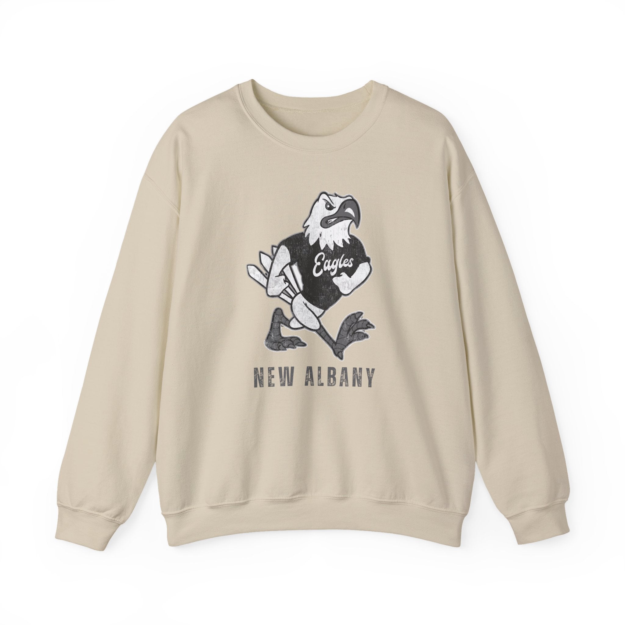Adult Unisex New Albany Black and White Vintage Fighting Eagle Graphic Sweatshirt