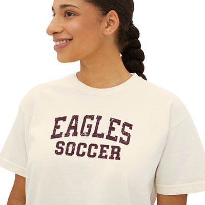 Women's New Albany Eagles Soccer Vintage Distressed Graphic Boxy Crop Short Sleeve Tee
