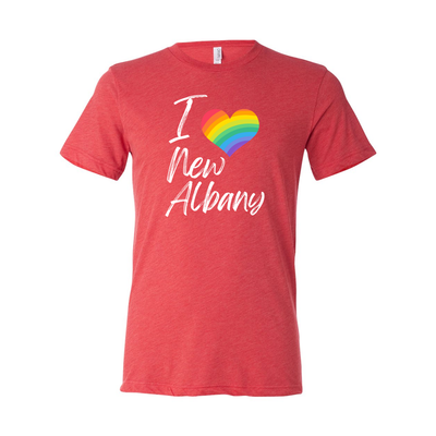 Adult Unisex City Rainbow Pride Heart Super Soft Short Sleeve Graphic Tee - New Albany