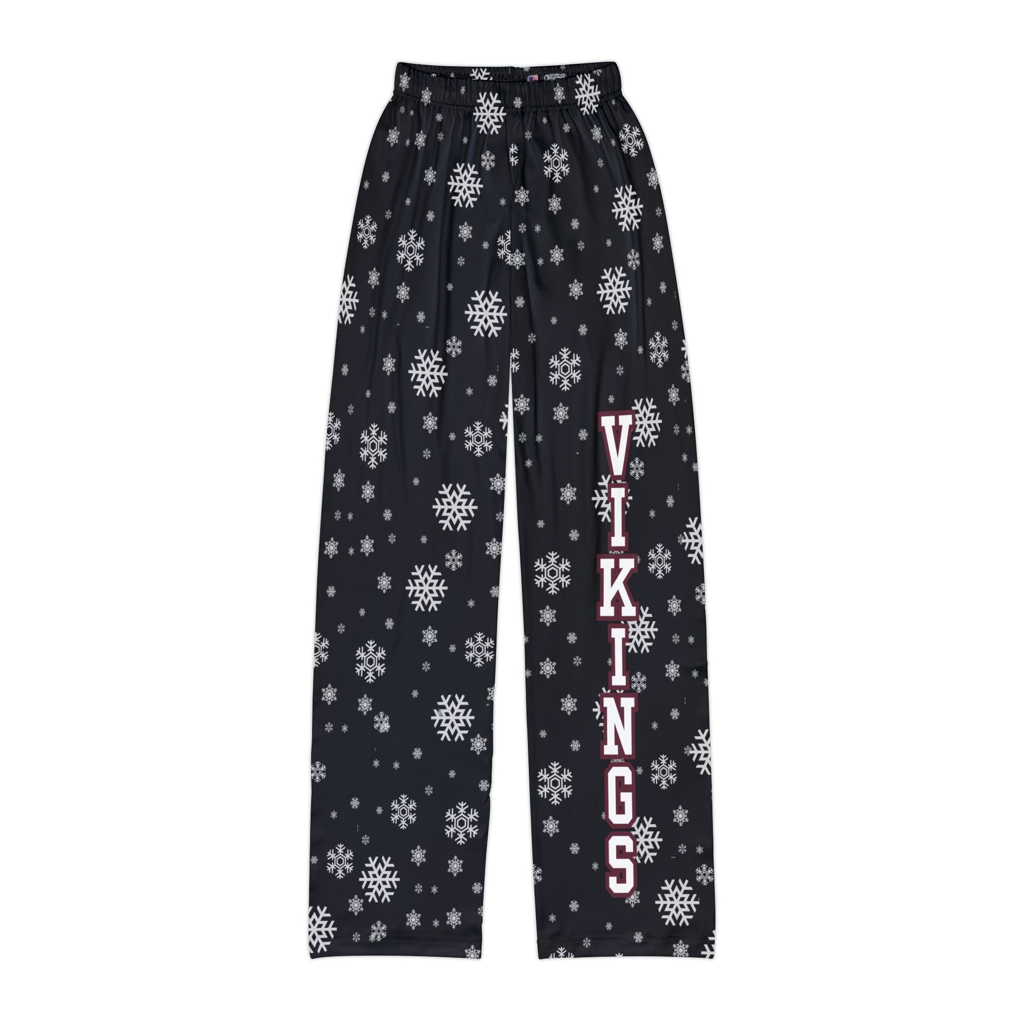 Youth Columbus Academy Vikings Spirited Snowflake Black Printed Pajama Pants