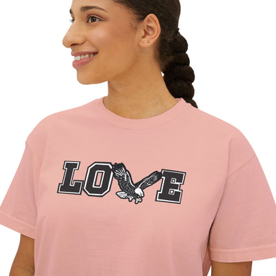 Women's Eagles Love Graphic Short Sleeve Boxy Crop Tee