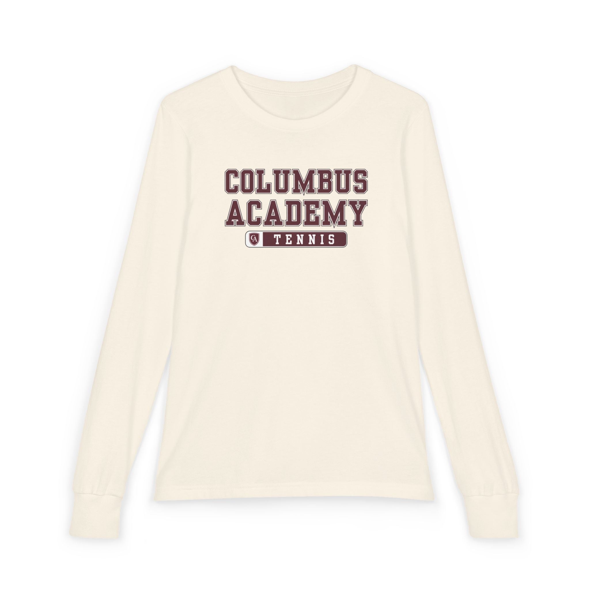 Youth Columbus Academy Tennis Graphic Bella + Canvas Long Sleeve Soft Tee