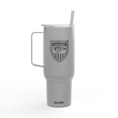 New Albany Youth Soccer League Crest Engraved Koozie Brand Insulated Tumbler with Lid