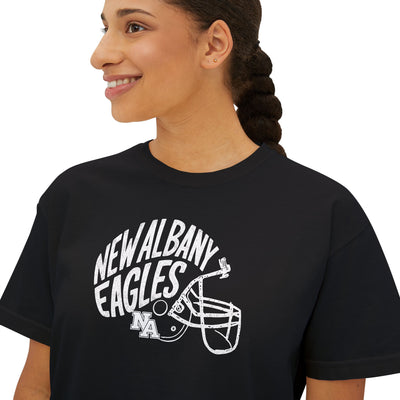 Women's New Albany Vintage Vibes Football Helmet Graphic Boxy Crop Short Sleeve Tee