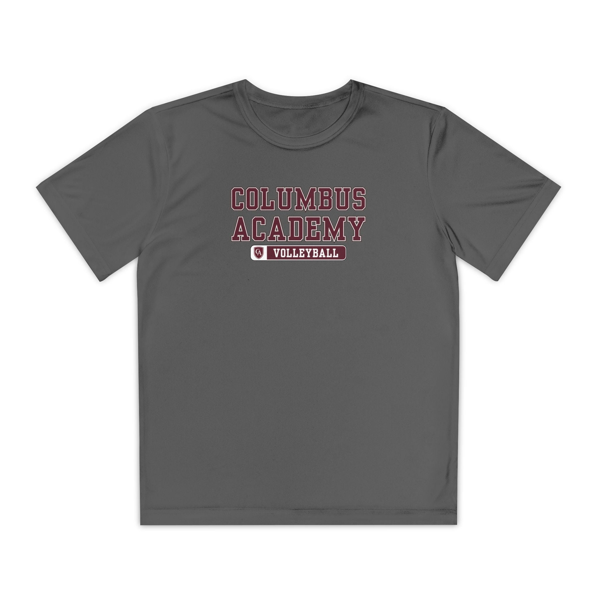 Youth Columbus Academy Volleyball Graphic Sport-Tek Competitor Performance Tee
