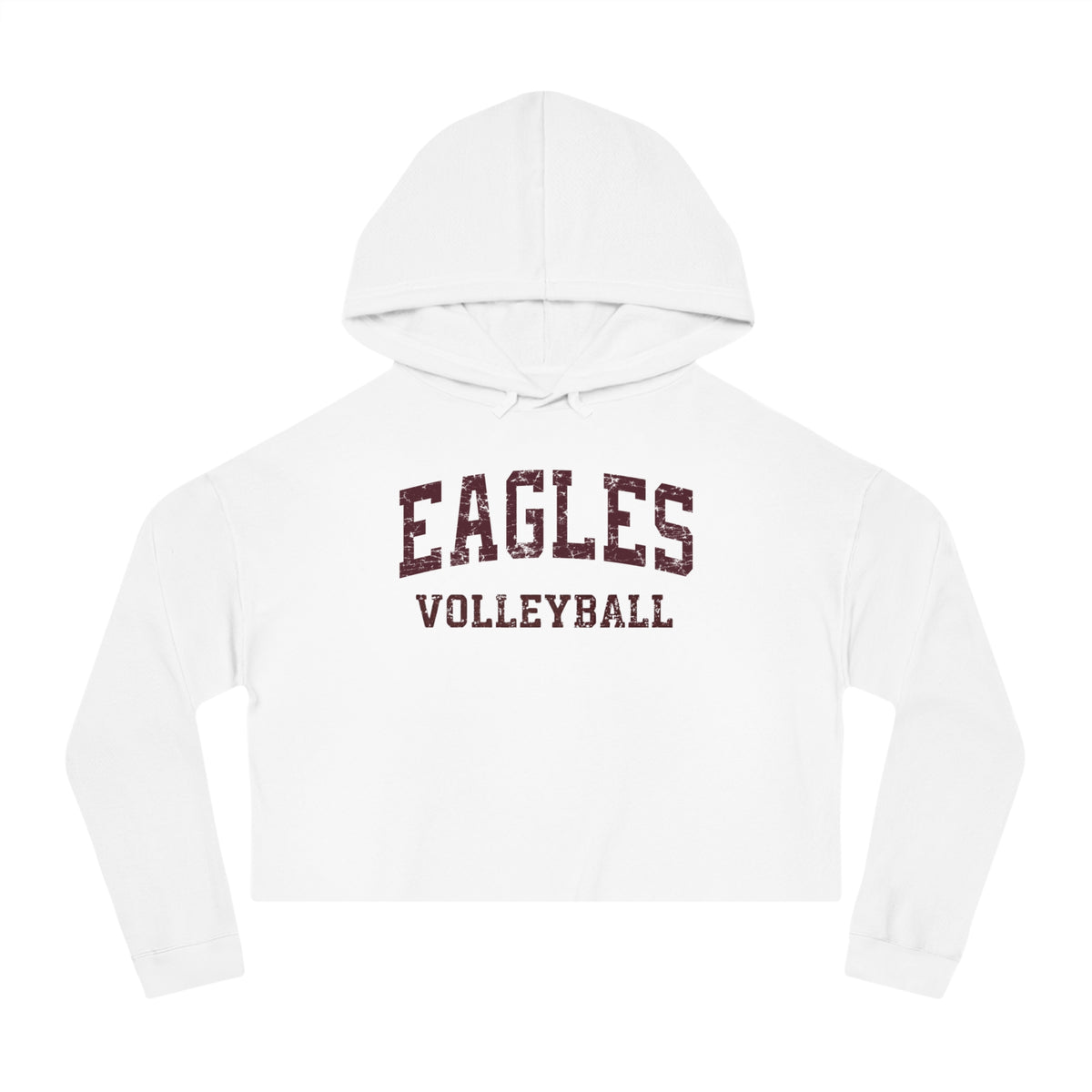 Women's New Albany Eagles Volleyball Vintage Distressed Graphic Crop Hoodie
