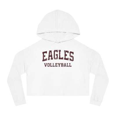 Women's New Albany Eagles Volleyball Vintage Distressed Graphic Crop Hoodie