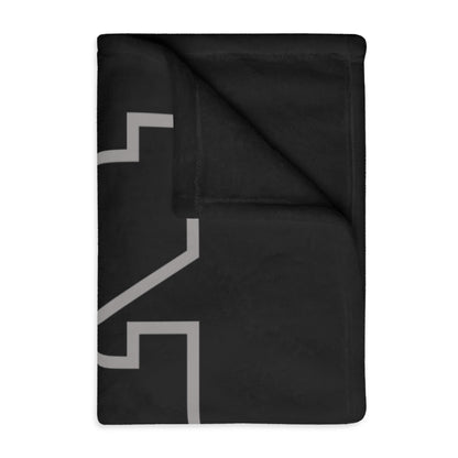 New Albany Black and White Vintage Fighting Eagle Graphic Super Soft Velveteen Microfiber Blanket (Two-sided print)